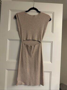Wilfred Sleeveless Knit Midi Dress with Midriff Cutout in Beige